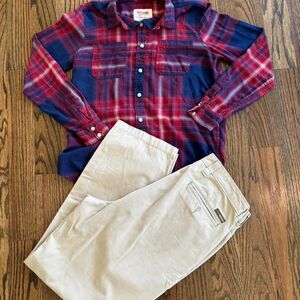 Mossimo Supply Co. women's red and blue button down flannel shirt, size small